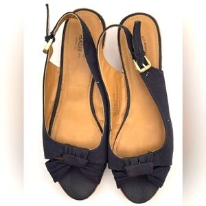 G.H. Bass & Co Sandals Womens 9 M Christy Wedge Heels Slingback Black